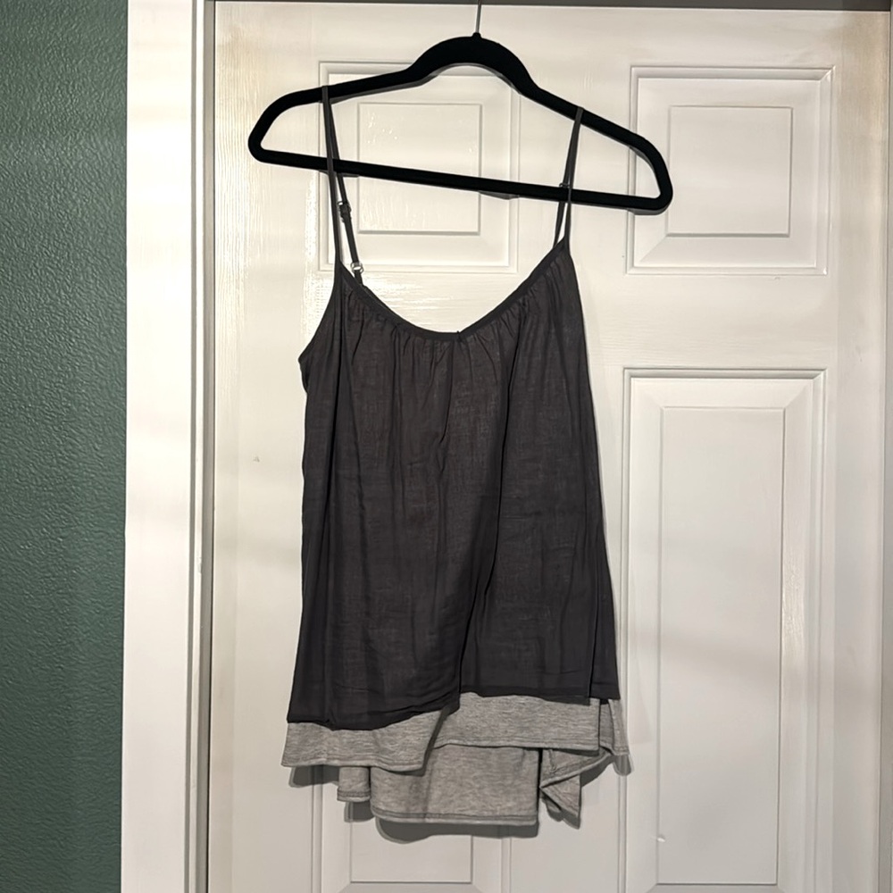Charcoal Grey Spaghetti Strap Dual-Layered Tank Top - Size L